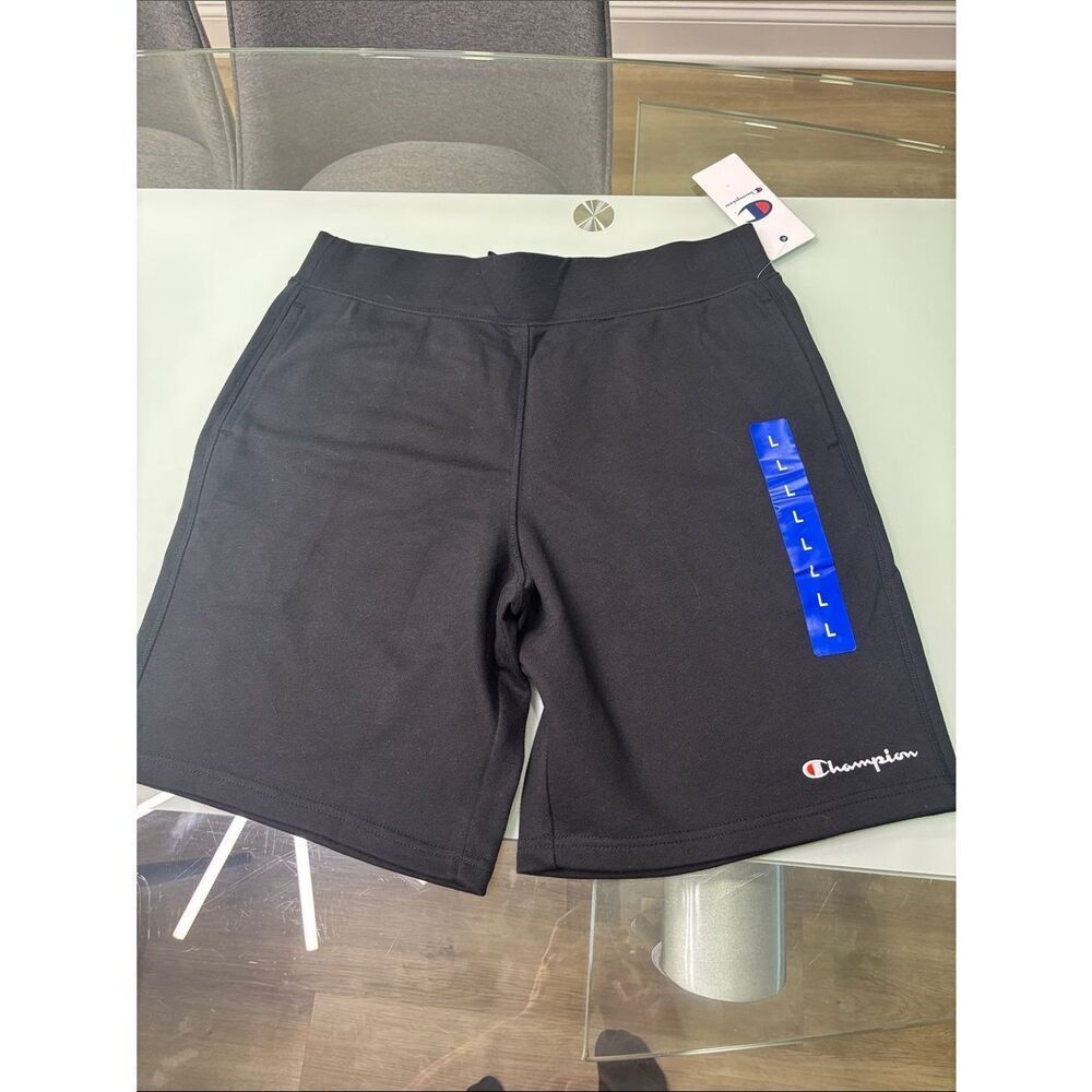 Champion Men’s Black Athletic Shorts with Logo and drawstring back pocket large